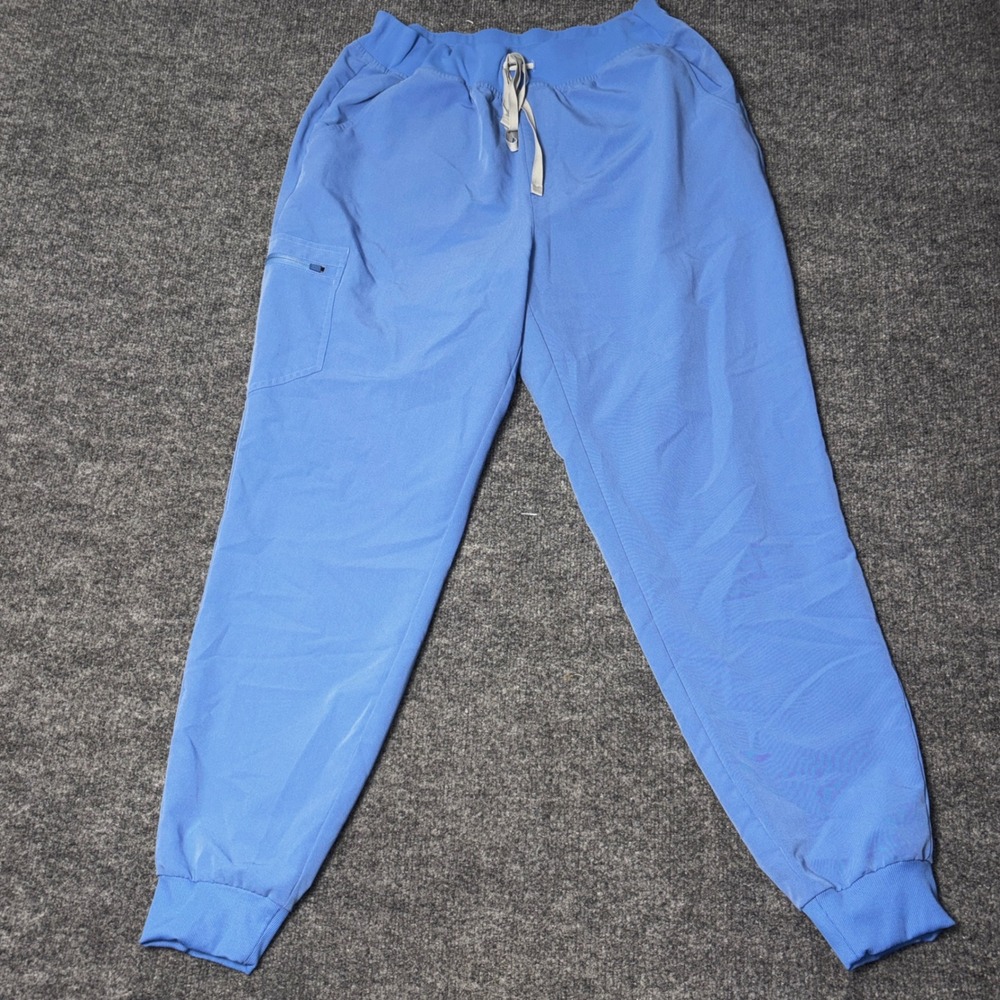 FIGS Zamora Scrub Pants Women XL Tall Blue Jogger Cargo Stretch Drawstring HW